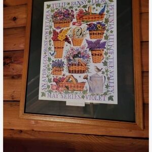 Longaberger Floral Basket Wall Art - Purple, Green, Brown